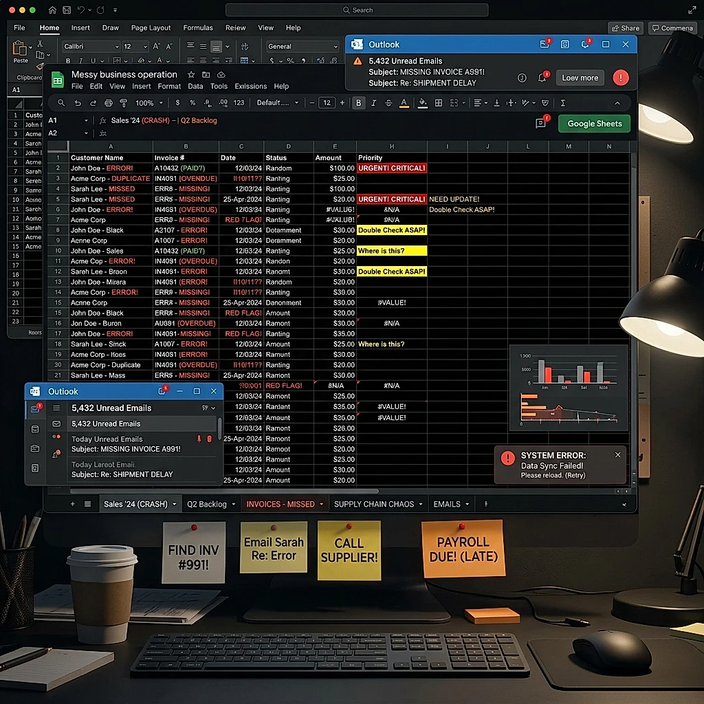 Before: messy spreadsheet workflow