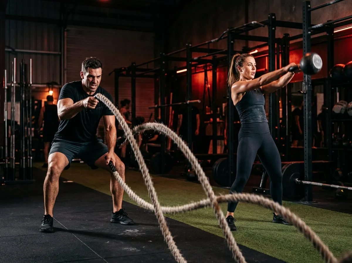 Members training in a HIIT Circuit session