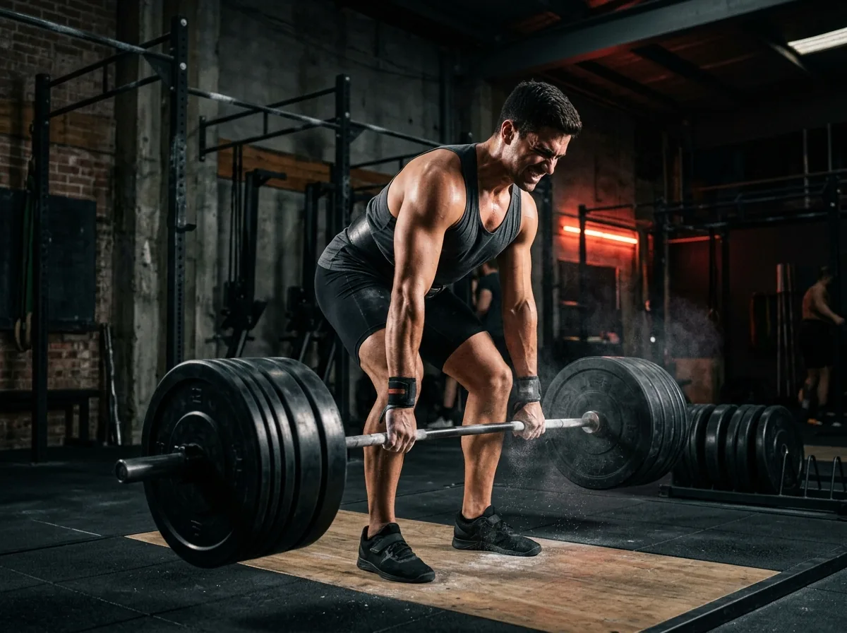 A member deadlifting in the Strength Lab